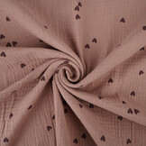 Double Gauze Small Hearts Old Pink