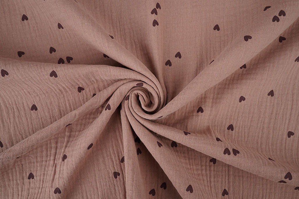 Baumwoll Musselin Herzen Altrosa