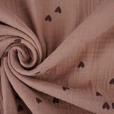 Double Gauze Small Hearts Old Pink