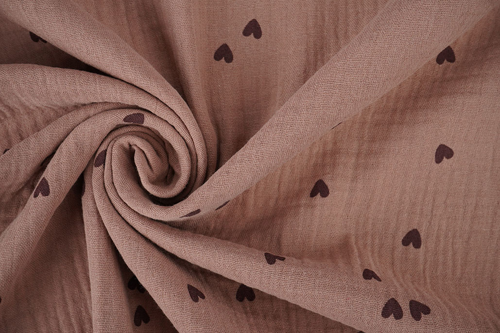 Hydrofiel Stof Hartjes Oud Roze