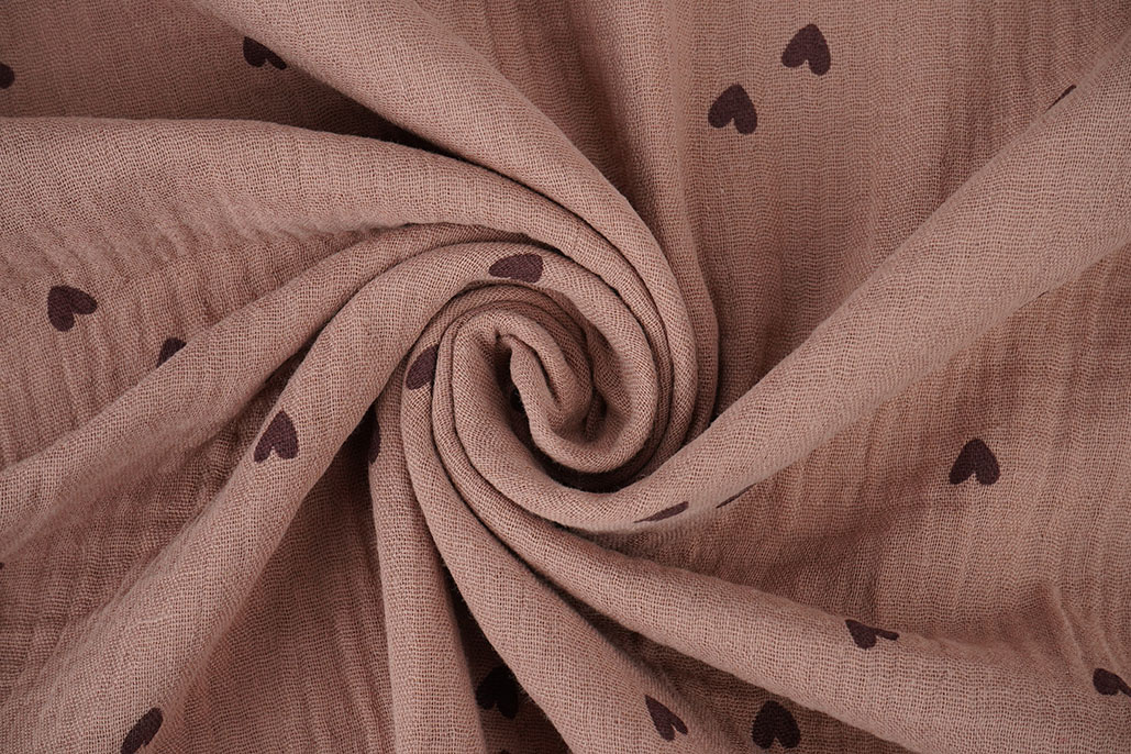 Baumwoll Musselin Herzen Altrosa