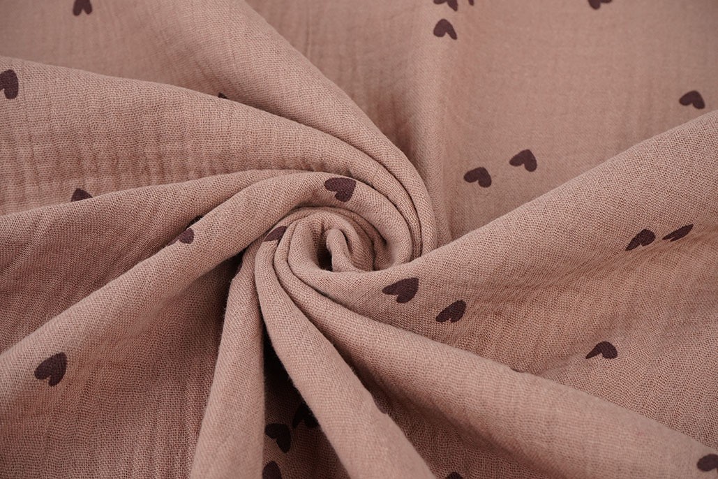 Double Gauze Small Hearts Old Pink