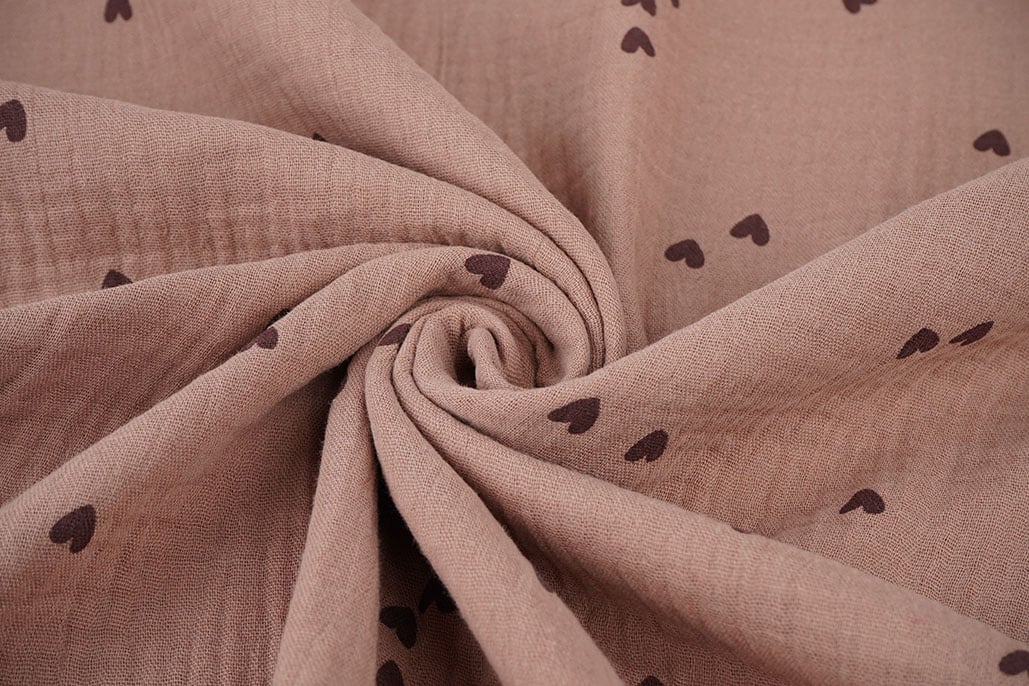 Hydrofiel Stof Hartjes Oud Roze