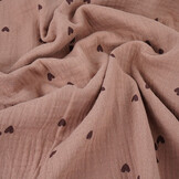 Hydrofiel Stof Hartjes Oud Roze