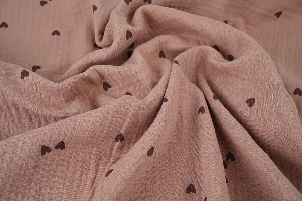 Hydrofiel Stof Hartjes Oud Roze