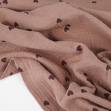 Hydrofiel Stof Hartjes Oud Roze