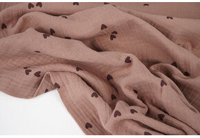 Hydrofiel Stof Hartjes Oud Roze