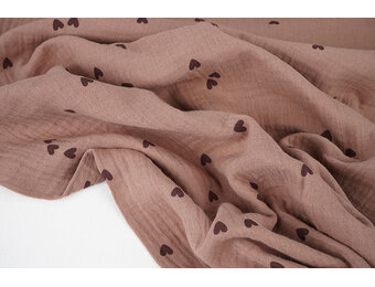 Double Gauze Small Hearts Old Pink