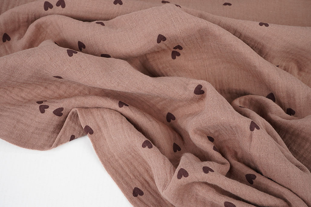 Hydrofiel Stof Hartjes Oud Roze