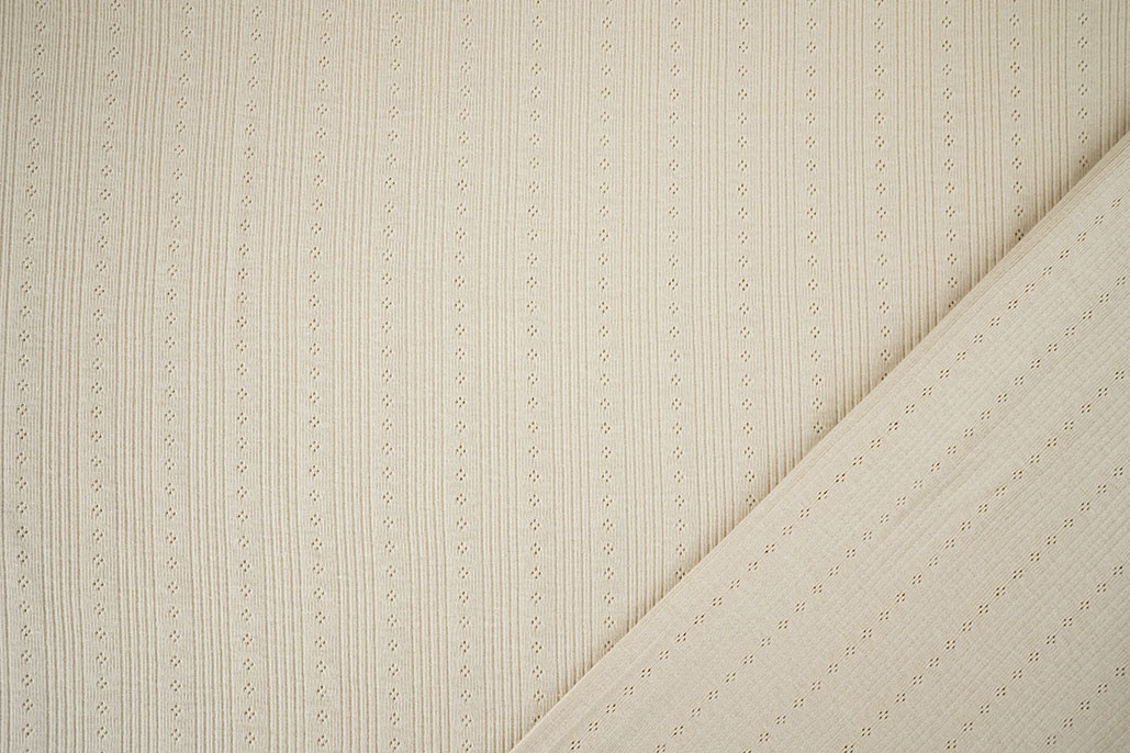 Pointoille Ajour Jersey Streifen Beige