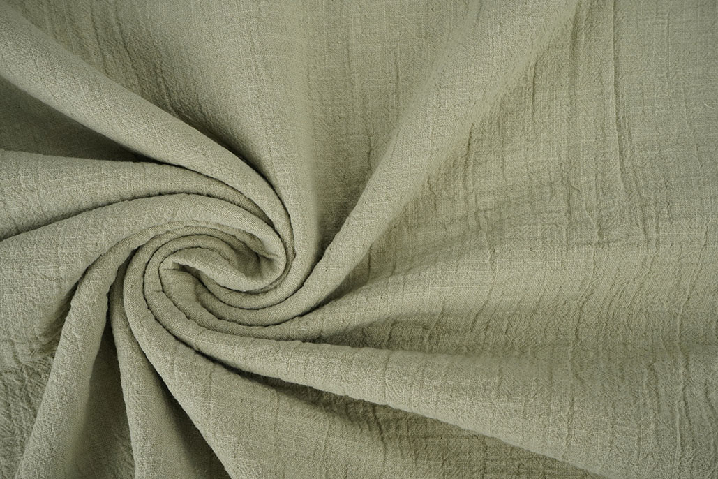 Double Gauze Slub – Baumwoll Musselin – Olivgrün
