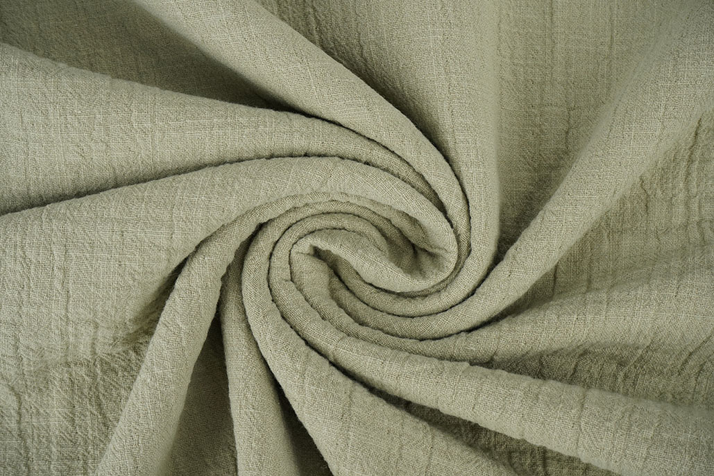 Double Gauze Slub – Baumwoll Musselin – Olivgrün