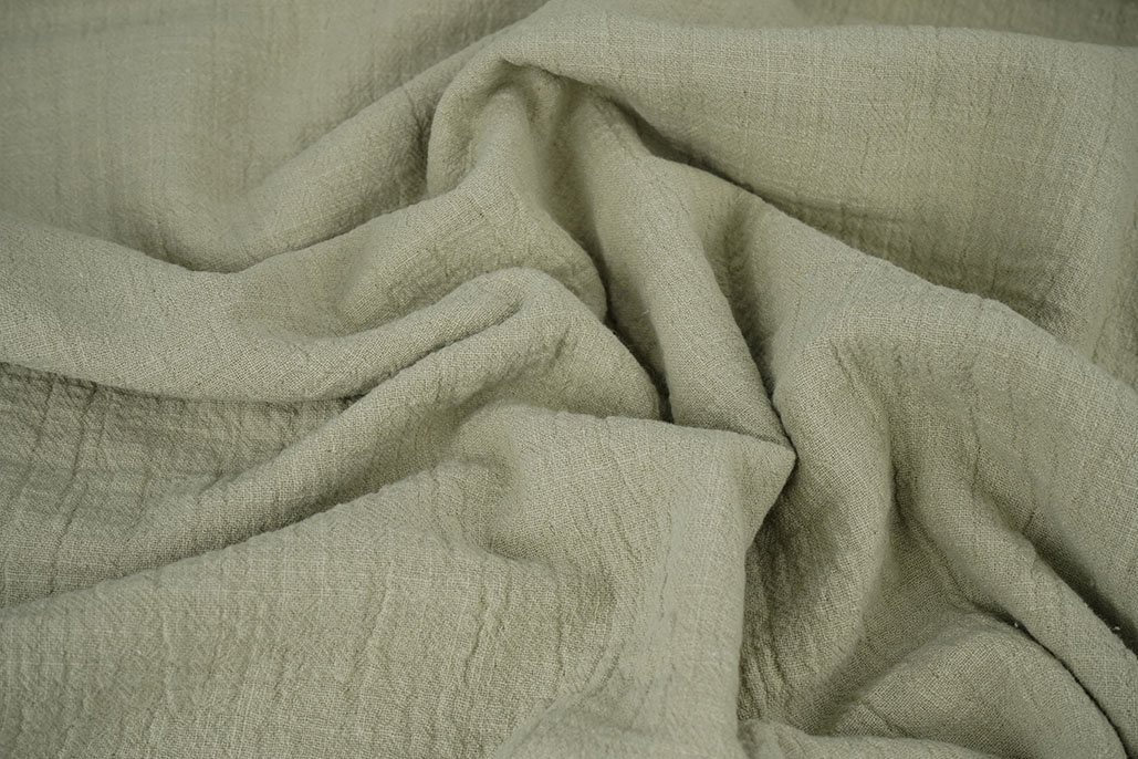 Double Gauze Slub – Baumwoll Musselin – Olivgrün