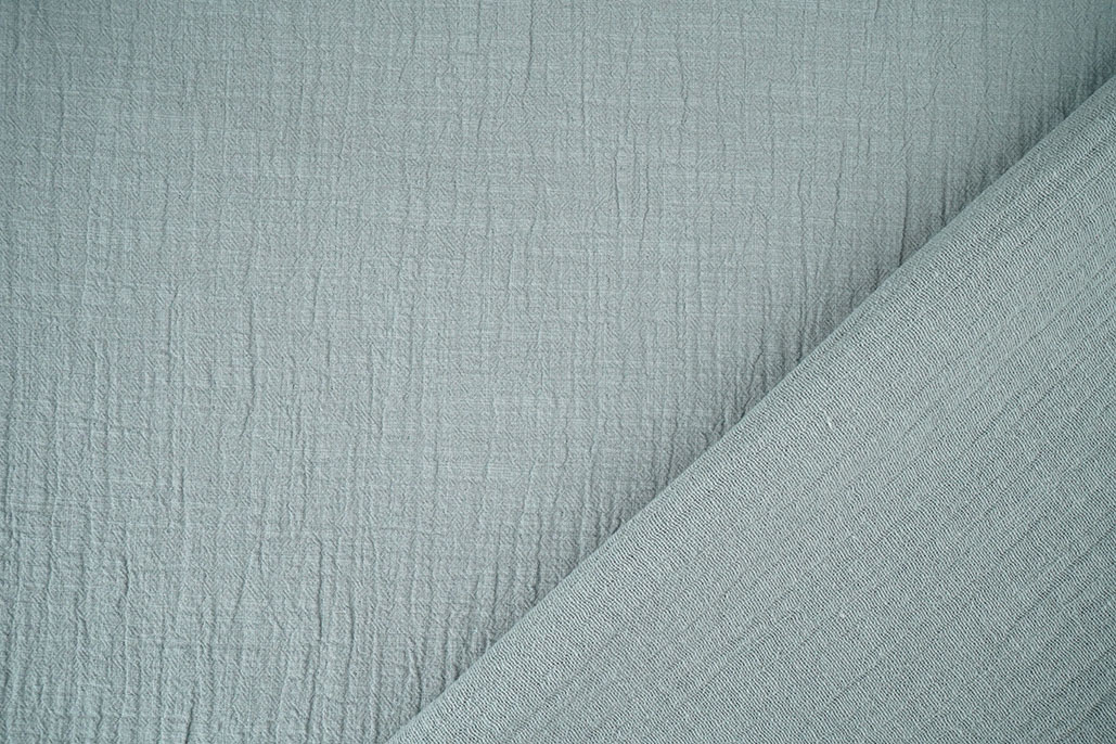 Double Gauze Slub – Baumwoll Musselin – Grau-Blau