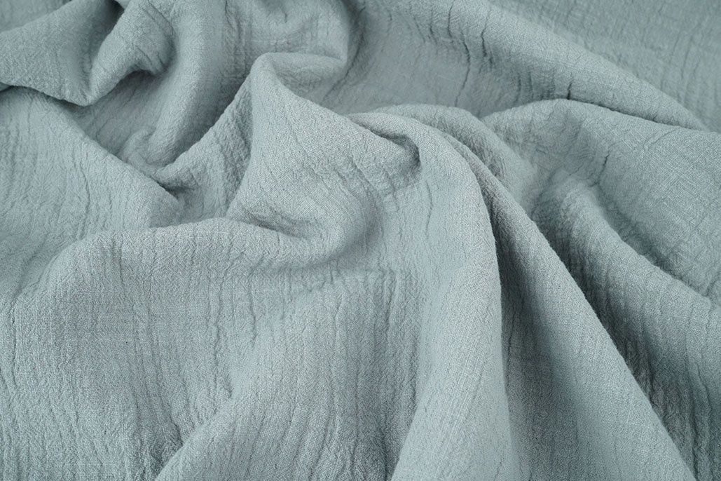 Double Gauze Slub – Baumwoll Musselin – Grau-Blau