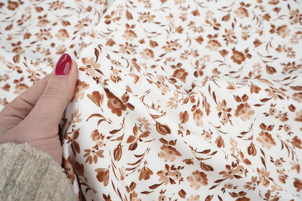 Digital  Cotton Jersey Flowers Nora