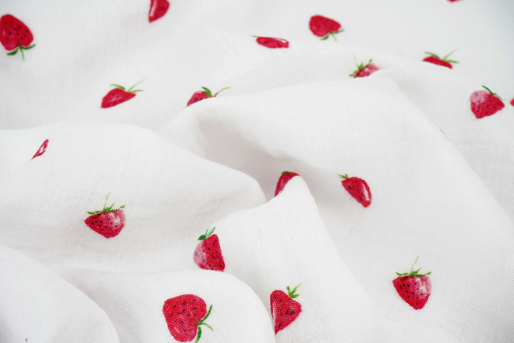 Double Gauze Strawberry White