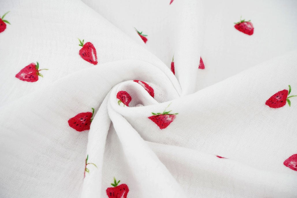 Double Gauze Strawberry White