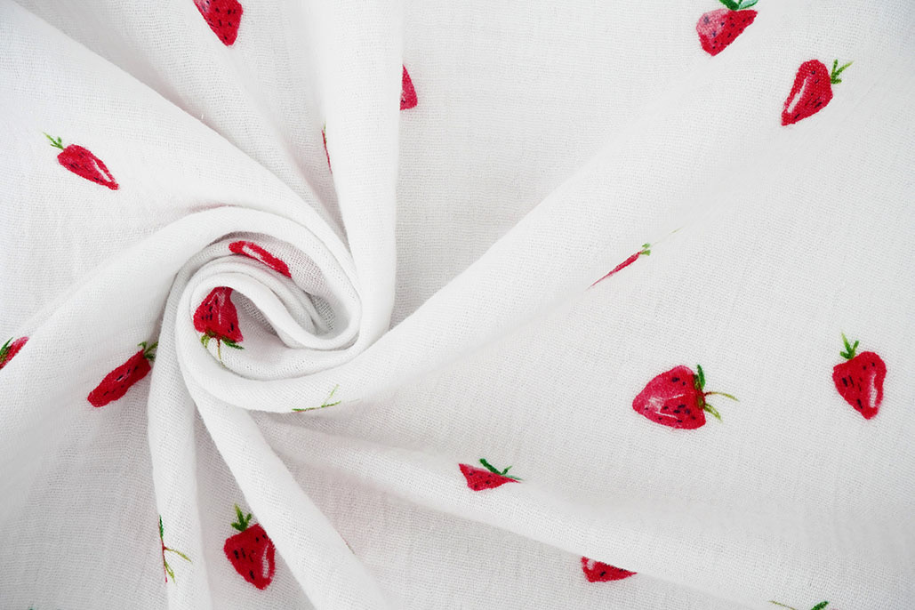 Double Gauze Strawberry White