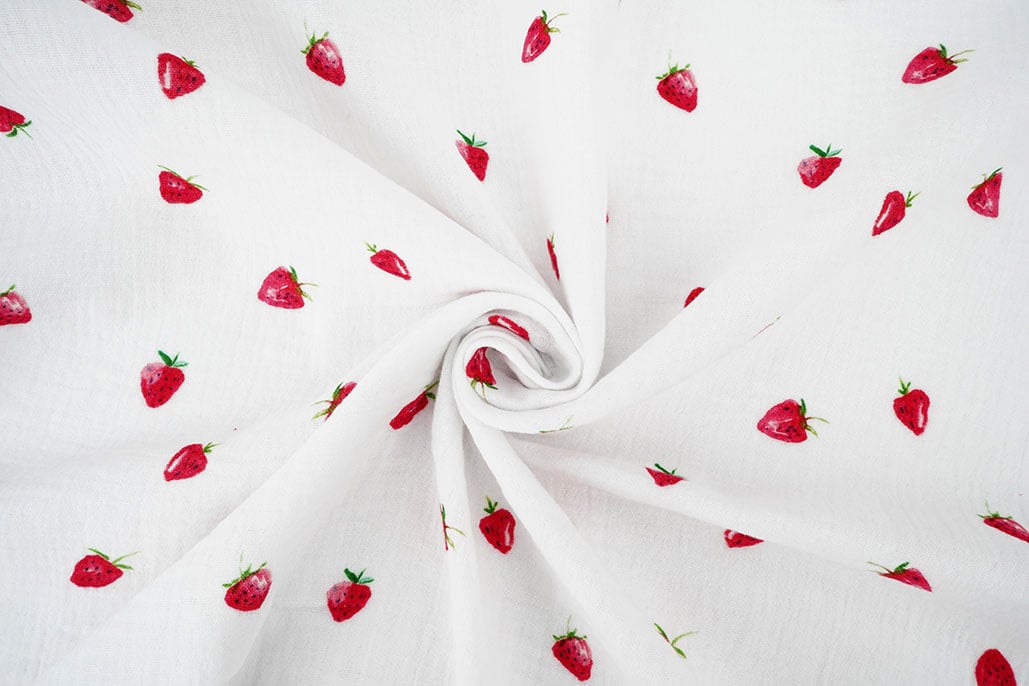 Double Gauze Strawberry White