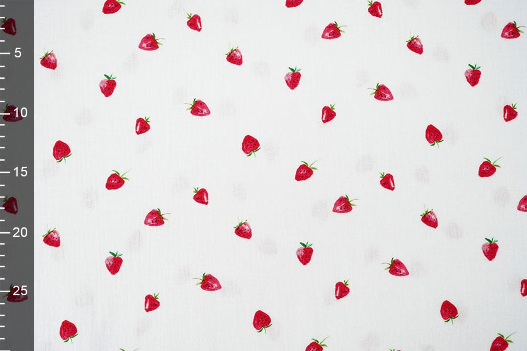 Double Gauze Strawberry White
