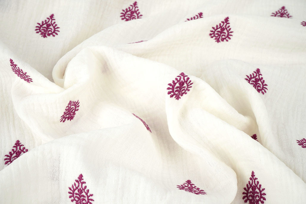 Baumwoll Musselin Bestickt Ornament