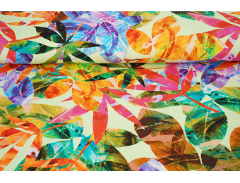 Cotton Jersey Bladeren Cato Groen