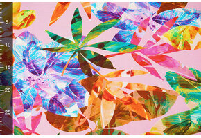 Cotton Jersey Leaves Cato Pink