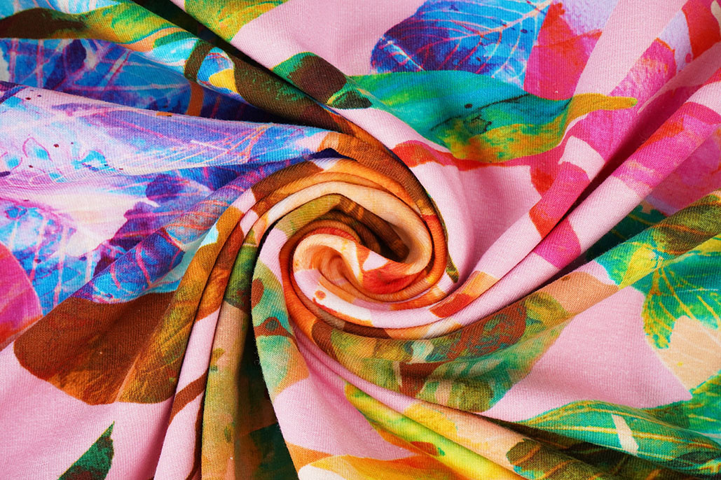 Cotton Jersey Leaves Cato Pink