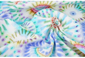 Stretch Katoen Bowien Lila Blauw