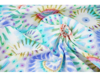 Stretch Katoen Bowien Lila Blauw