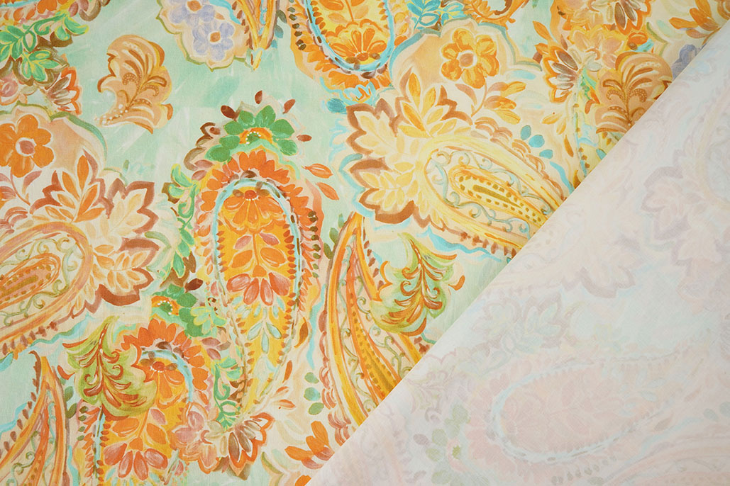 Stretch Cotton Ceylin Orange Green