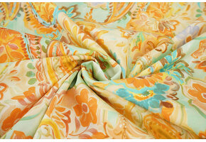 Stretch Cotton Ceylin Orange Green