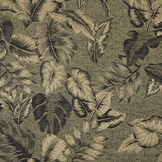 Viscose Jacquard Vintage Palm Leaves Army Groen