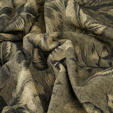 Viskose Jacquard Vintage Palm Leaves Armeegrün