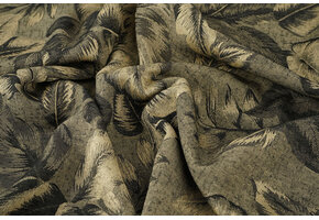 Viskose Jacquard Vintage Palm Leaves Armeegrün