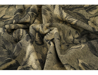 Viscose Jacquard Vintage Palm Leaves Army Groen