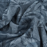 Viscose Jacquard Vintage Palm Leaves Jeans Blauw