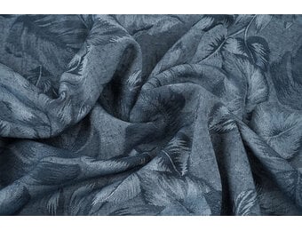 Viscose Jacquard Vintage Palm Leaves Jeans Blauw