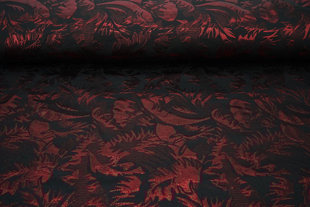 Brokaat Davida Zwart Rood