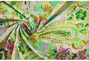 Stretch Cotton Ceylin Sea Green - Pink