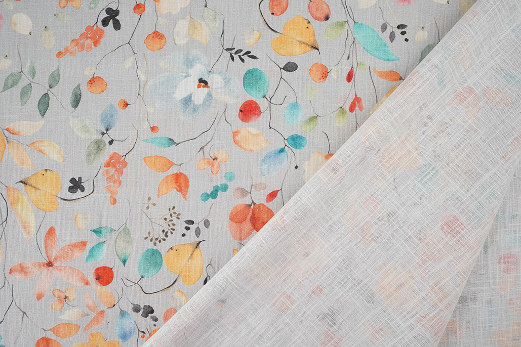 Linen Cotton Flowers and Leaves Carla