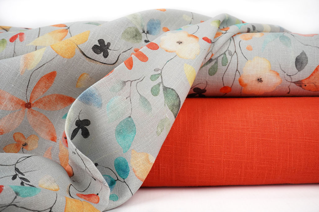 Linen Cotton Flowers and Leaves Carla