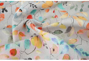 Linen Cotton Flowers and Leaves Carla