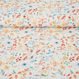 Linen Cotton Flowers and Leaves Linda