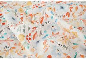 Linen Cotton Flowers and Leaves Linda