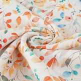 Linen Cotton Flowers and Leaves Linda