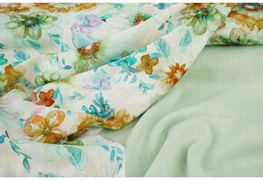 Viscose Linen Flowers Dionne Green