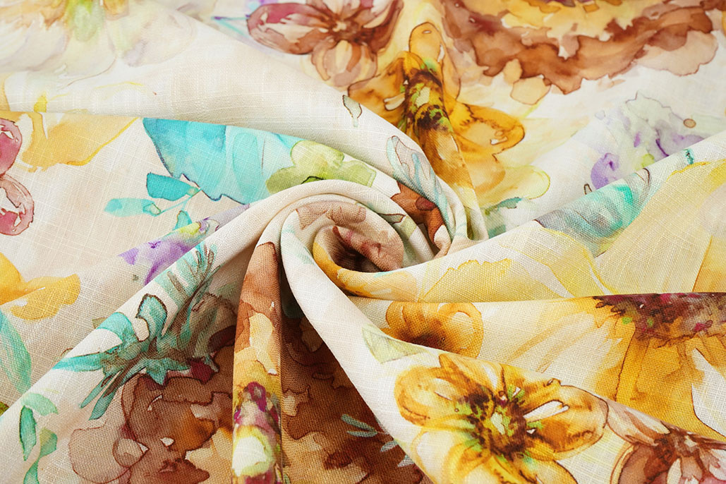 Viscose Linen Flowers Dionne Yellow