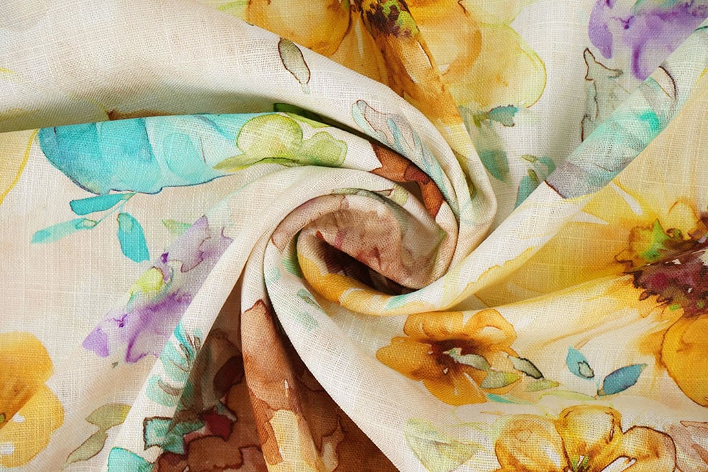 Viscose Linen Flowers Dionne Yellow
